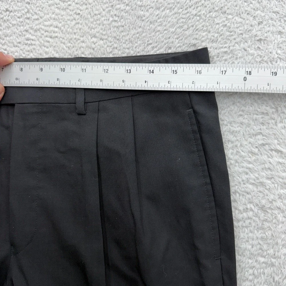 Lauren Ralph Lauren Mens Black 100% Wool Pleated Cuffed Dress Pants 32W 32L